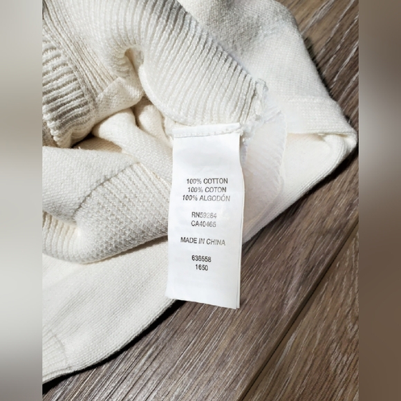 Baby's tan & white striped capped sleeve sweater dress, hat and cardigan 6-9M - Picture 9 of 16